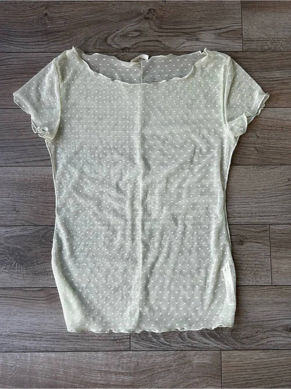 Free People Sheer Dot Short Sleeve Top in Cream